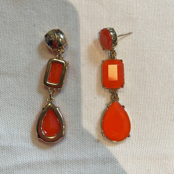 Orange drop statement earrings. - Picture 2 of 2